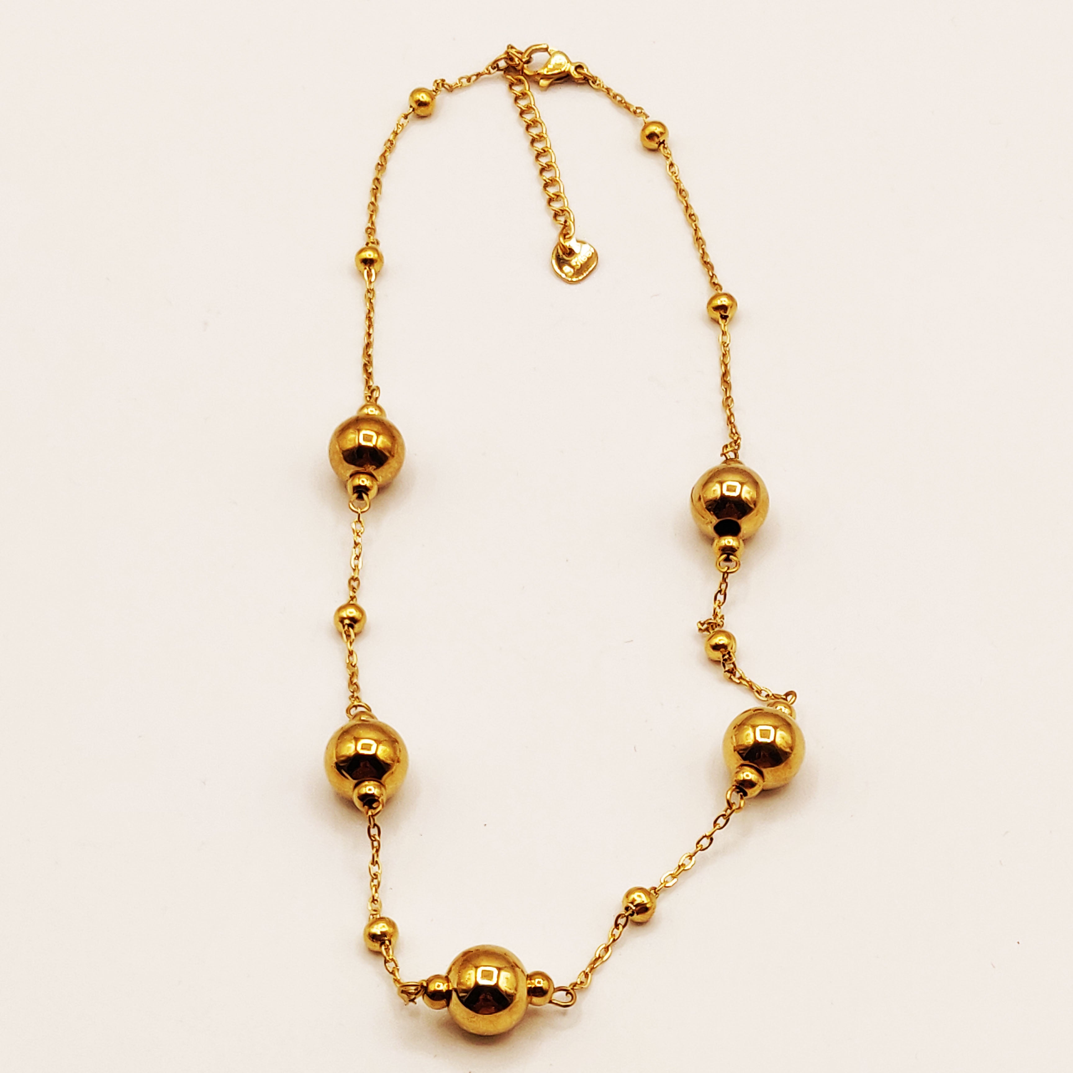 Collier Boules Dorées Grosses et Petites Luxe