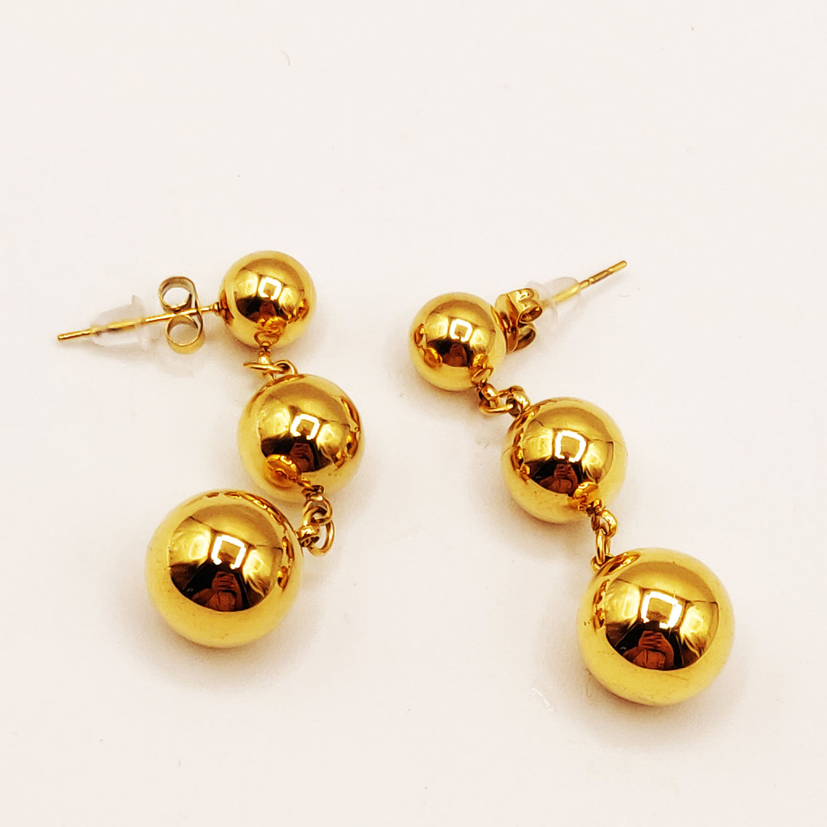 Boucles d'oreilles Boules Dorées Grosses et Petites Luxe