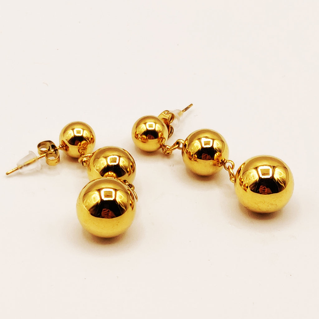 Boucles d'oreilles Boules Dorées Grosses et Petites Luxe