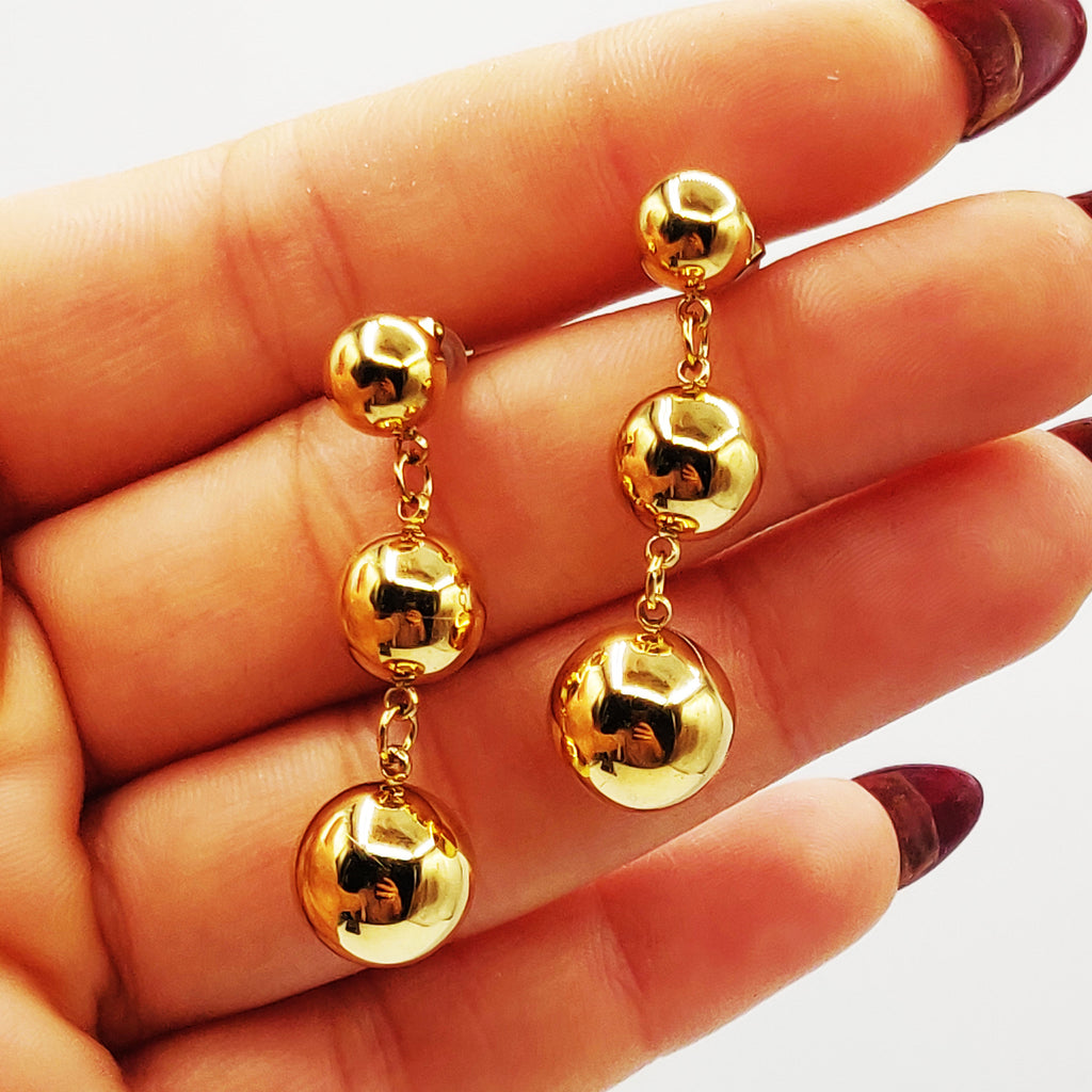Boucles d'oreilles Boules Dorées Grosses et Petites Luxe
