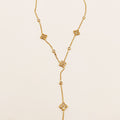 Collier Trèfles Pointus 4 Cristaux Luxe Descendant