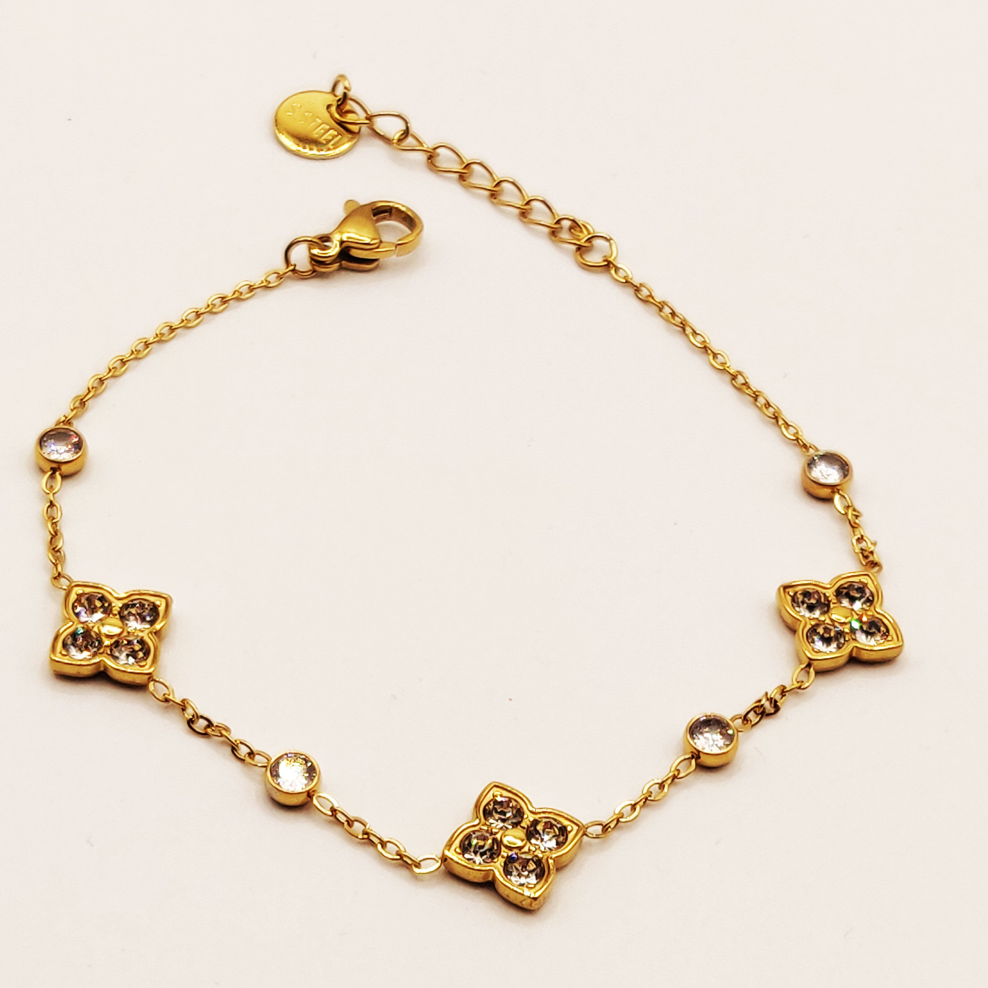 Bracelet Trèfles Pointus 4 Cristaux Luxe