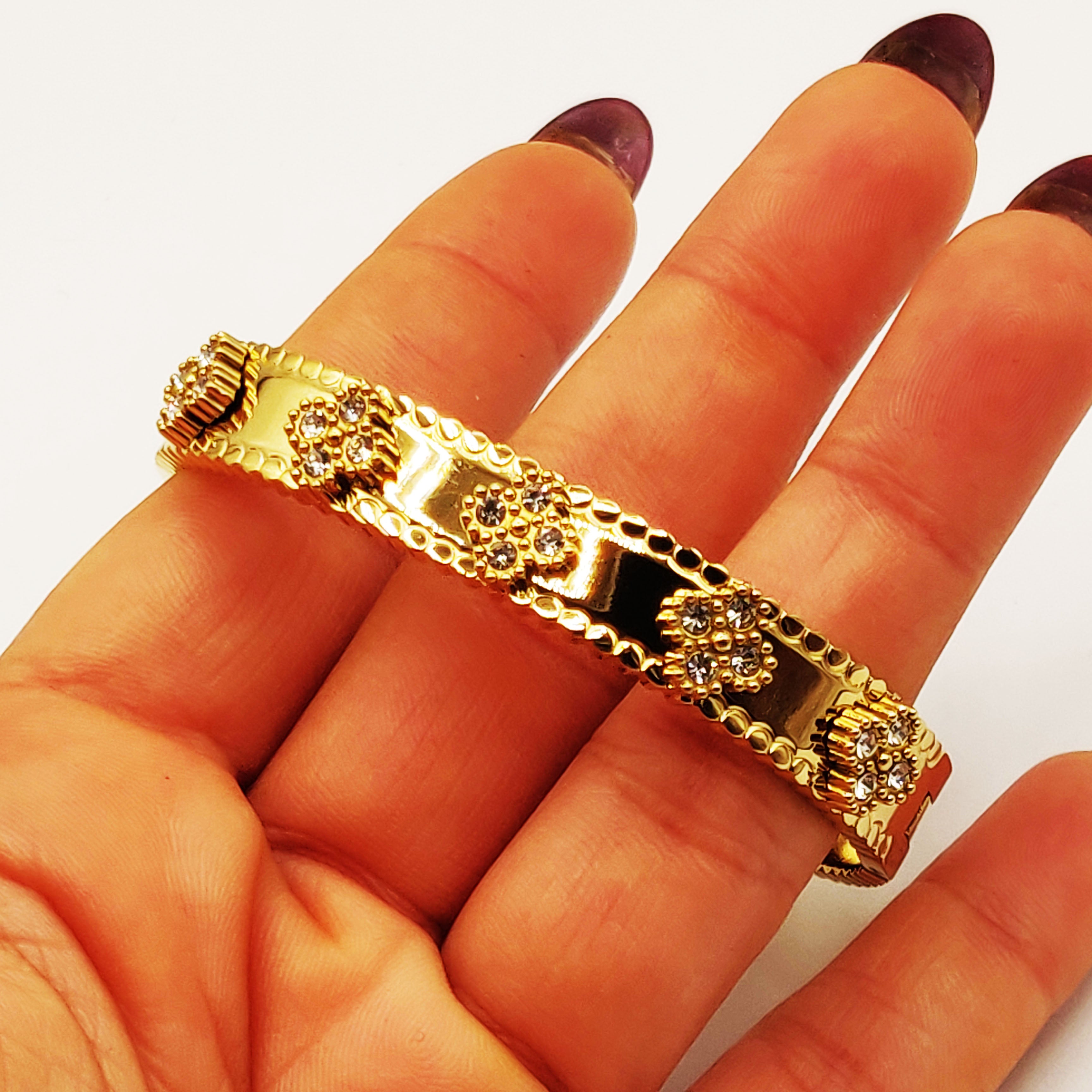 Bracelet Rigide Trèfles 4 Cristaux Sortant Luxe