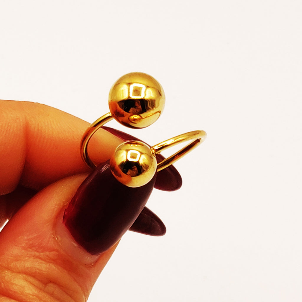 Bague Boules Dorées Grosses et Petites Luxe