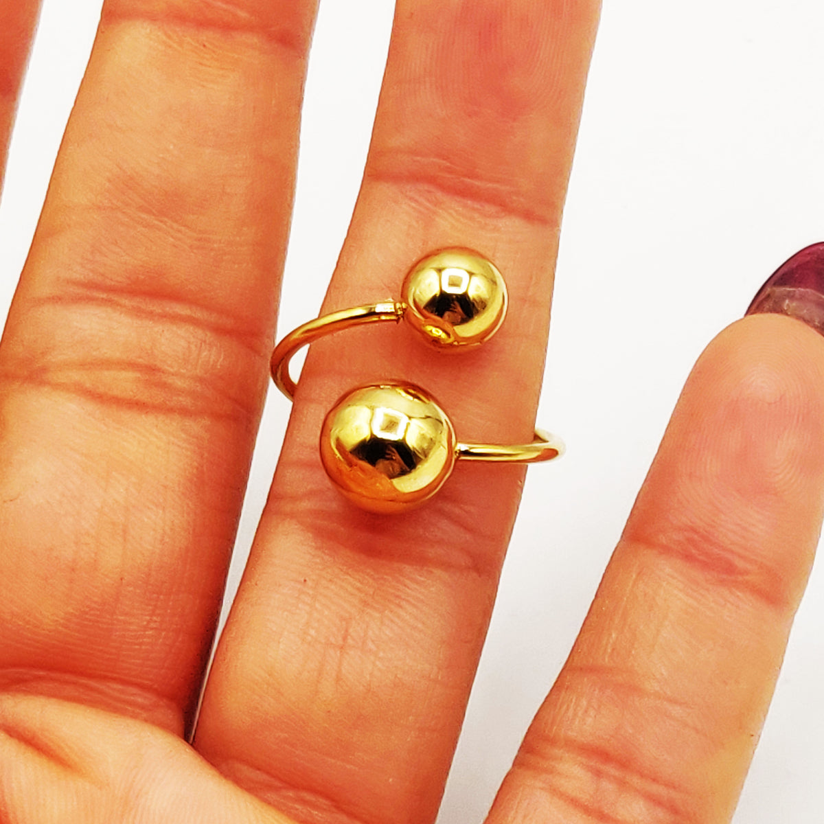 Bague Boules Dorées Grosses et Petites Luxe