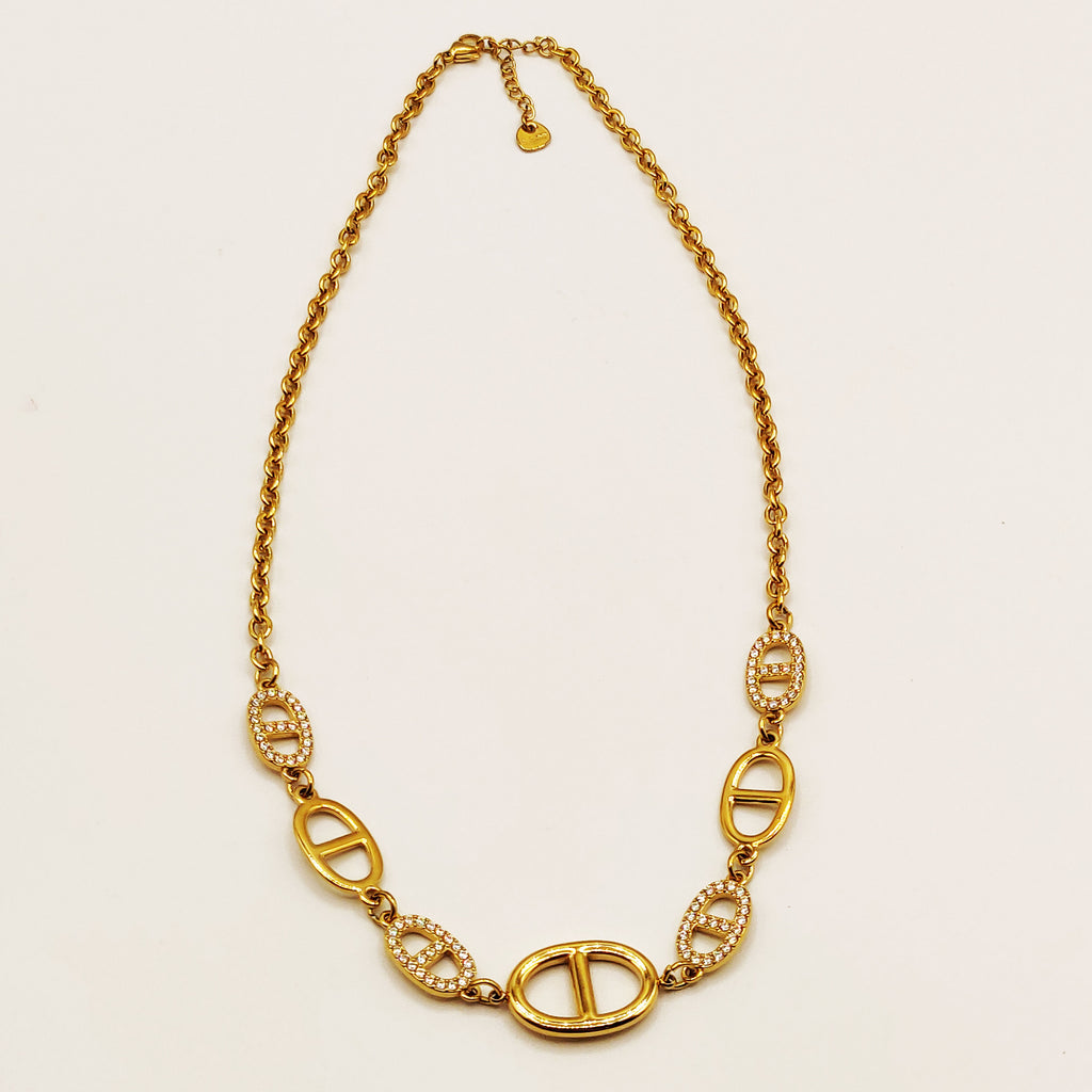 Collier Multi H Luxe Dorés et Cristaux