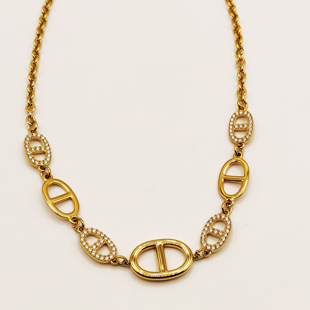 Collier Multi H Luxe Dorés et Cristaux