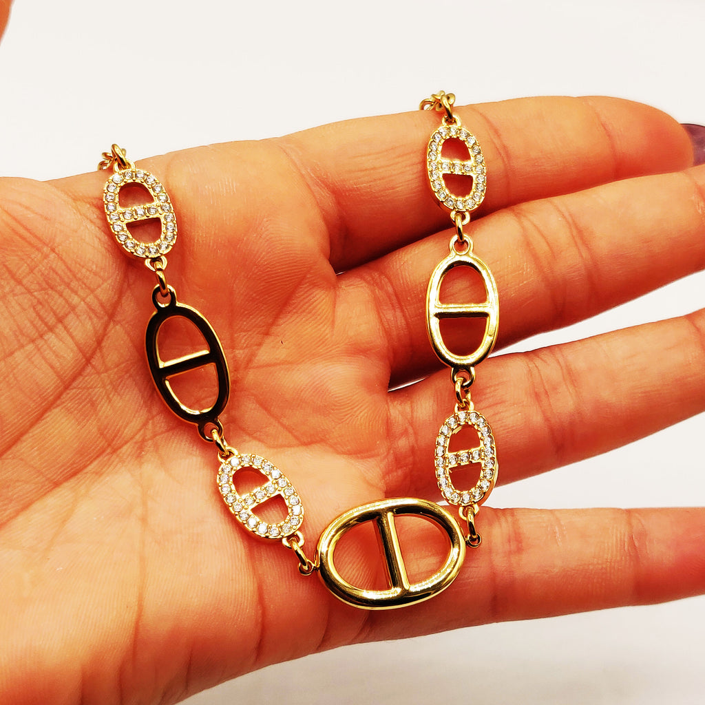 Collier Multi H Luxe Dorés et Cristaux