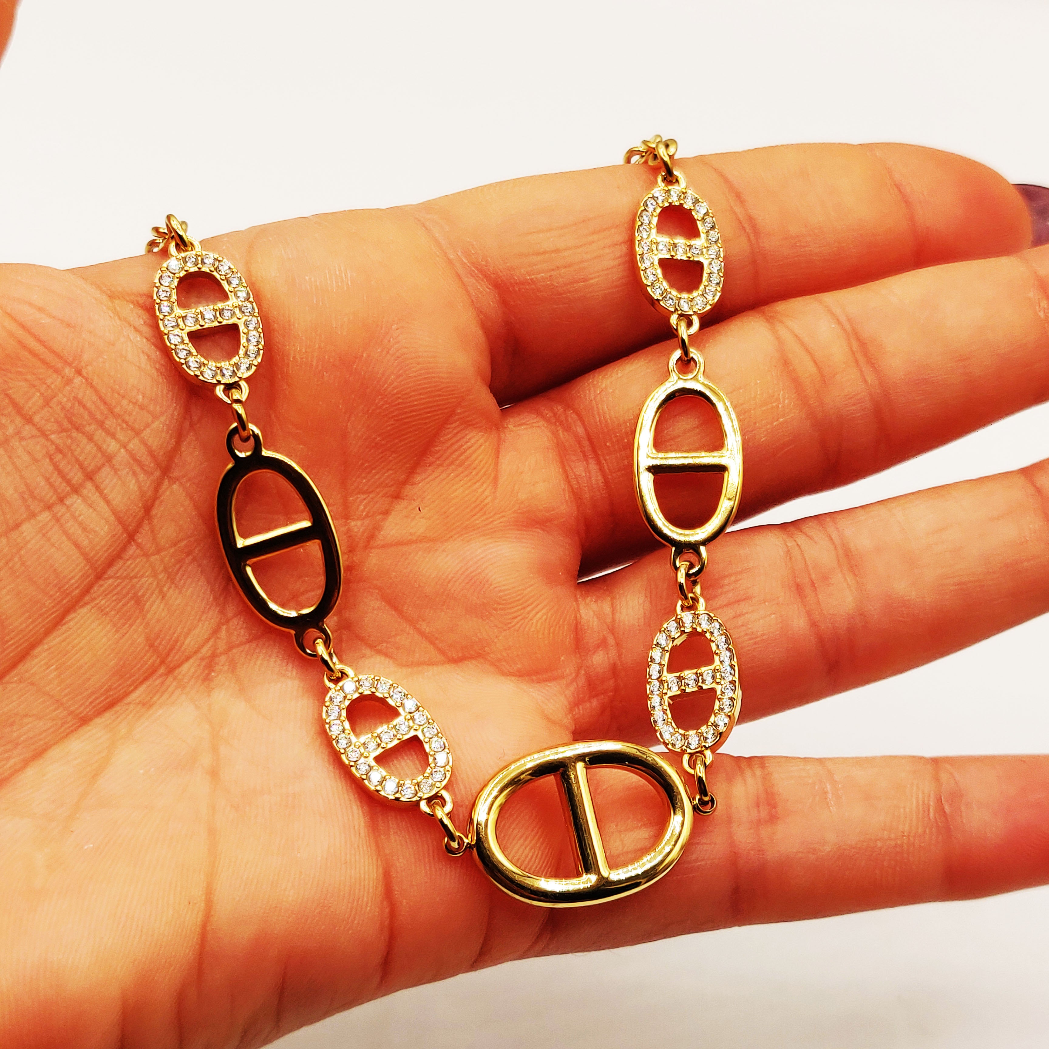 Collier Multi H Luxe Dorés et Cristaux