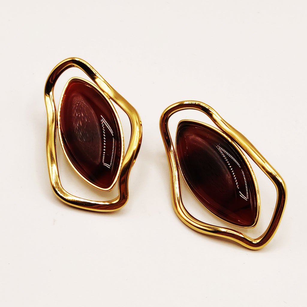 Boucles d'oreilles Stylish Pierre Marron Luxe