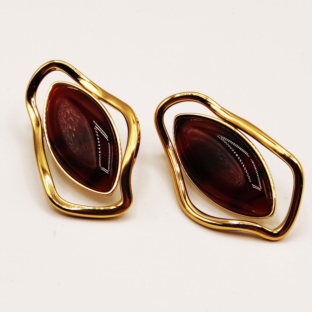 Boucles d'oreilles Stylish Pierre Marron Luxe