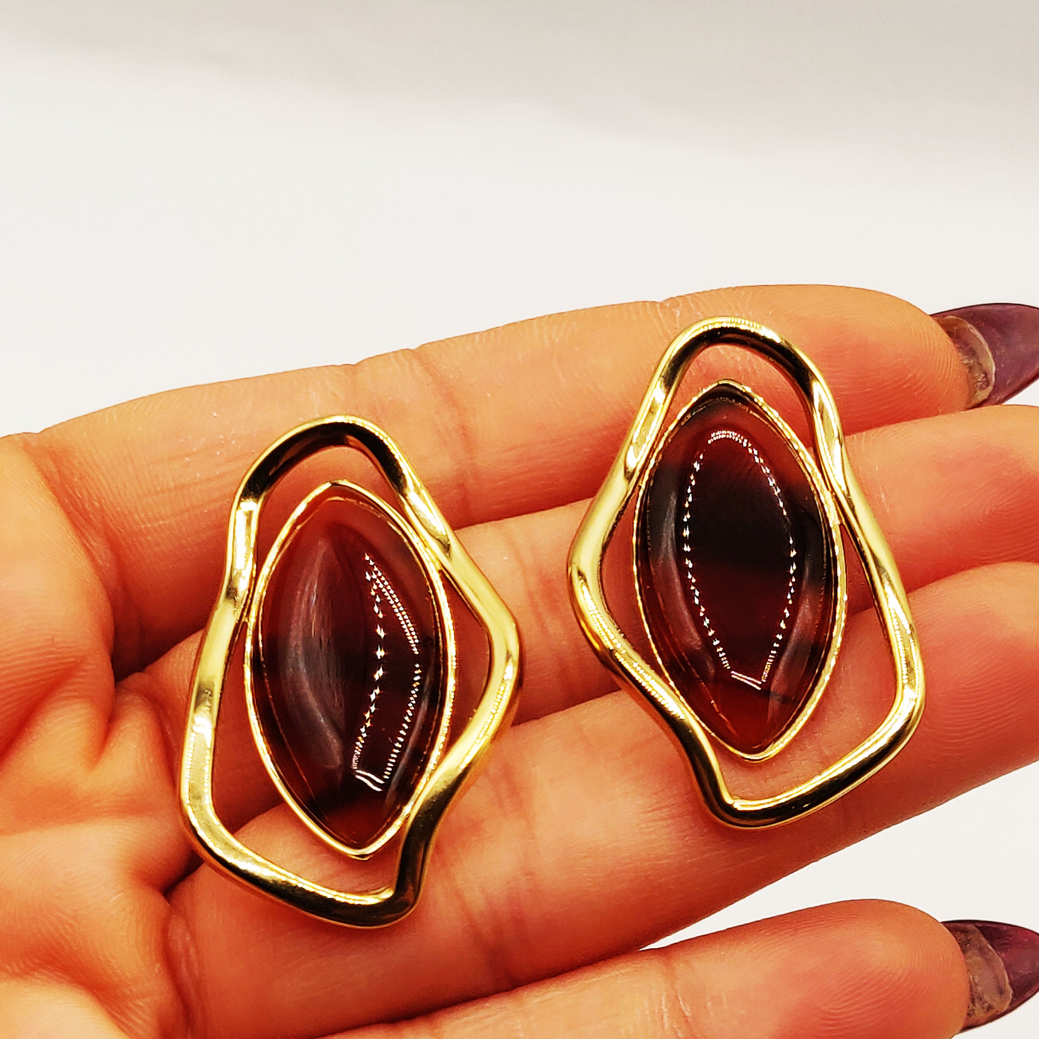 Boucles d'oreilles Stylish Pierre Marron Luxe