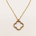 Collier Grand Trèfle Creux Tour Cristaux