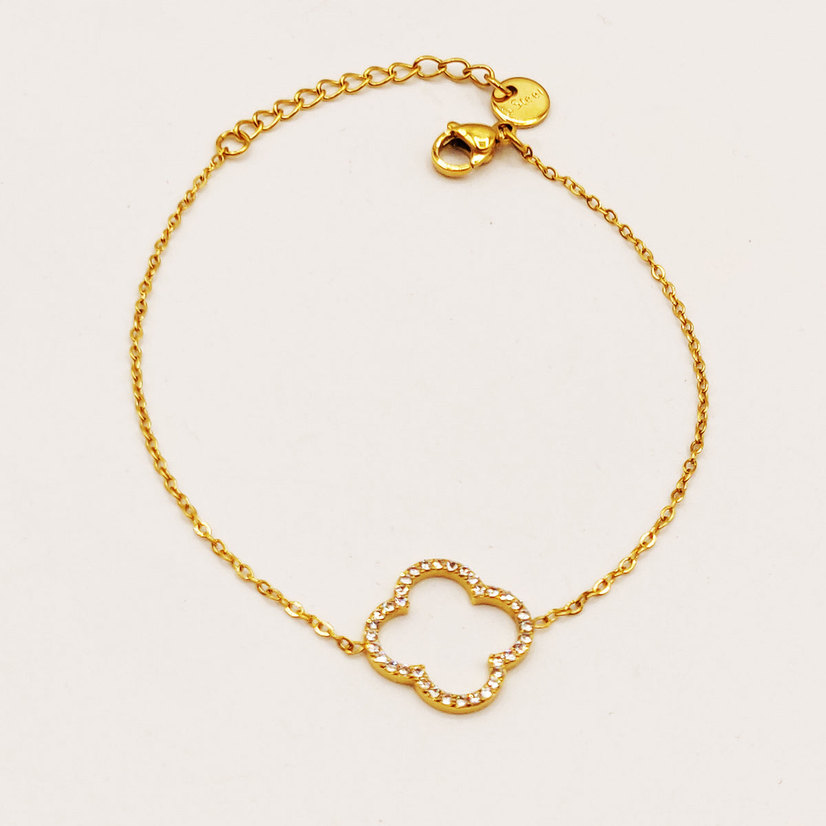 Bracelet Grand Trèfle Creux Tour Cristaux