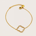 Bracelet Grand Trèfle Creux Tour Cristaux