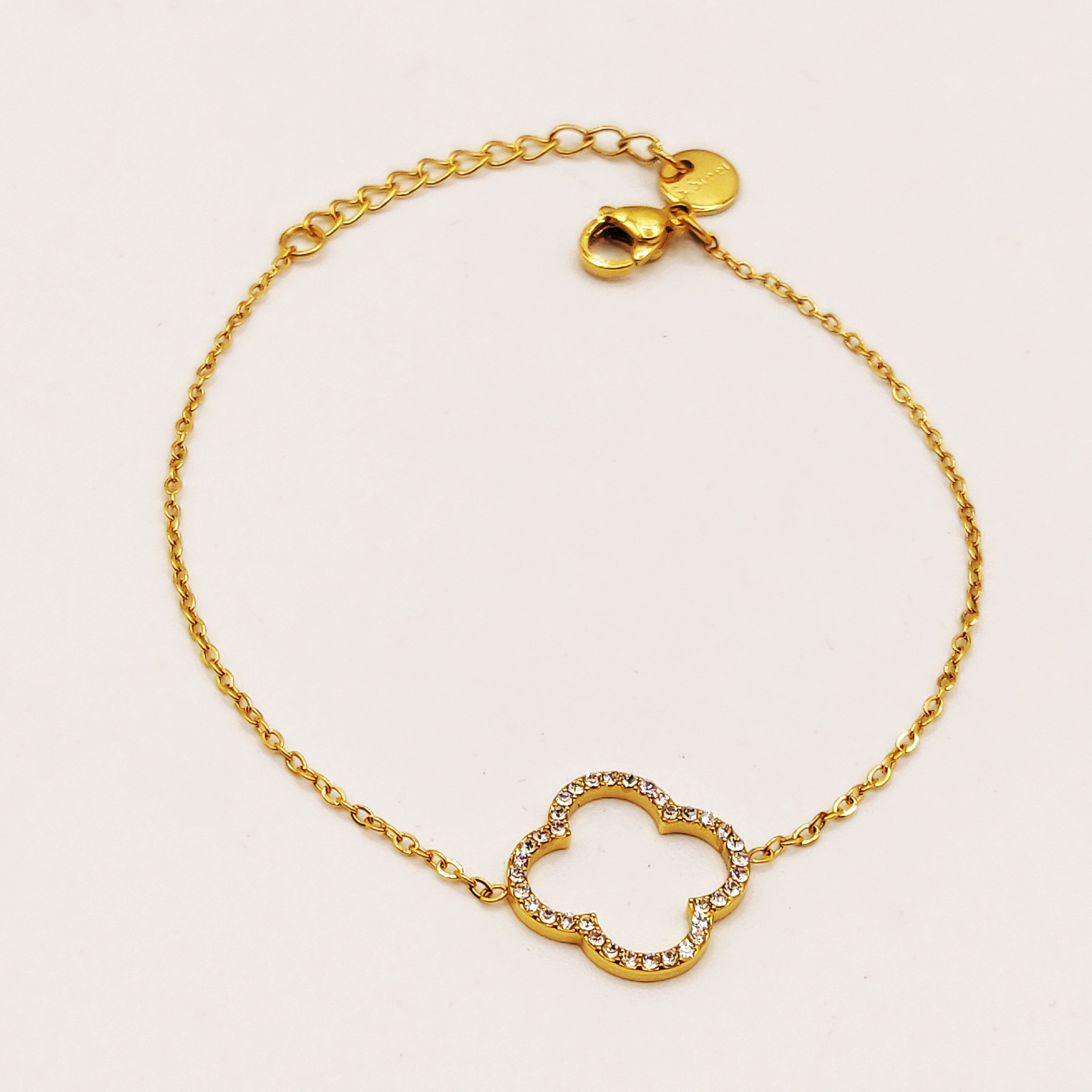 Bracelet Grand Trèfle Creux Tour Cristaux