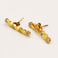 Boucles d'oreilles Ligne Hexagones Dorés et Cristaux Luxe