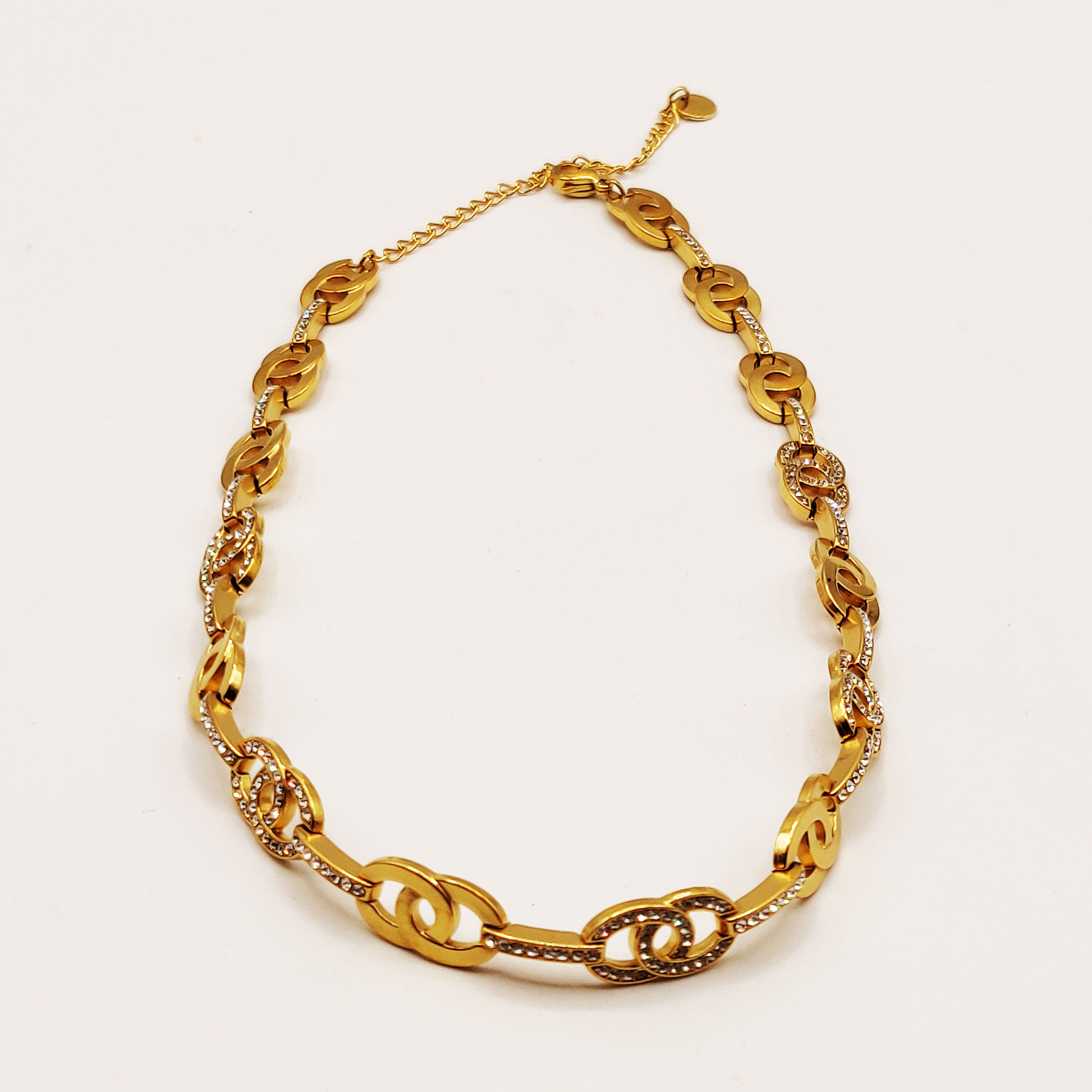 Collier Multi Double C Luxe Dorés et Cristaux