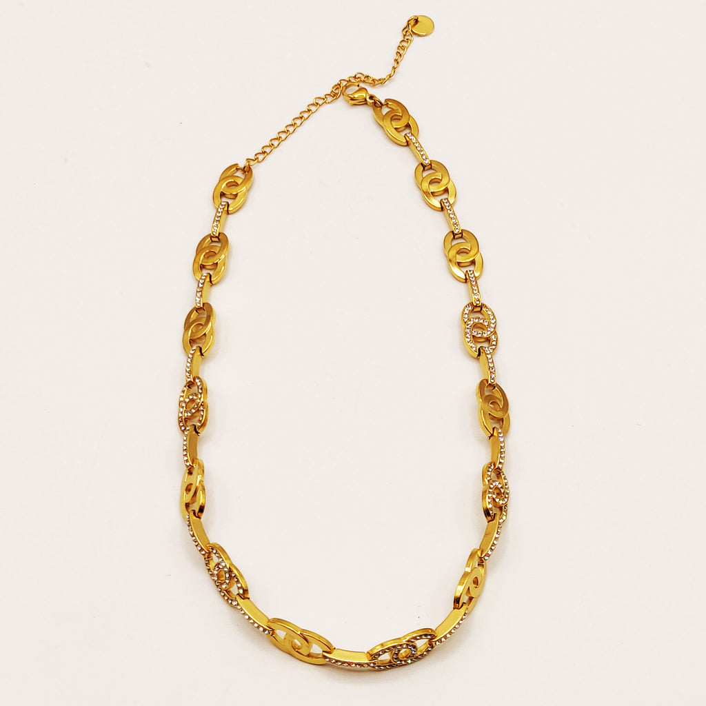 Collier Multi Double C Luxe Dorés et Cristaux