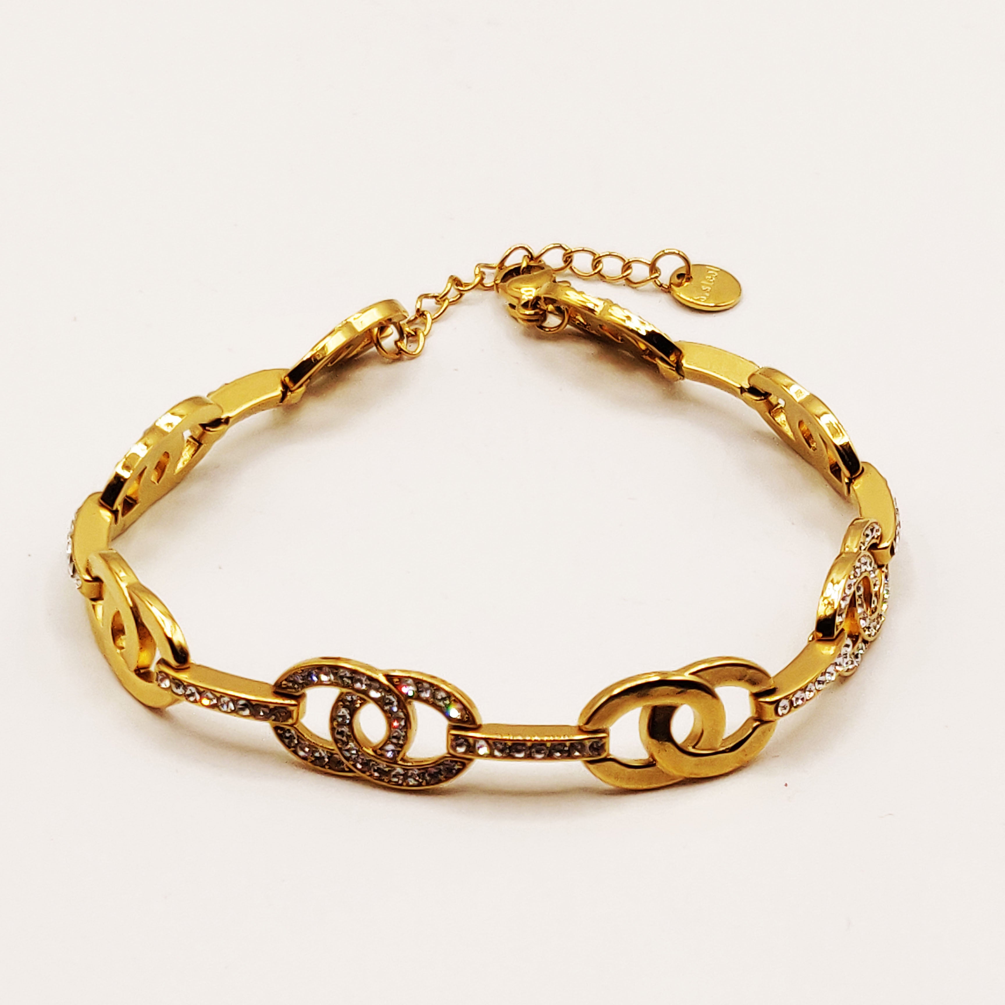 Bracelet Multi Double C Luxe Dorés et Cristaux