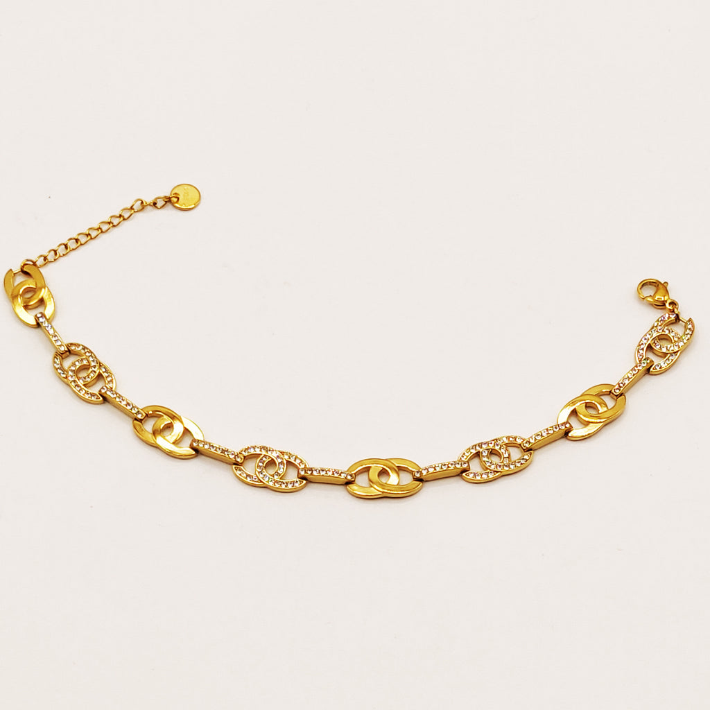 Bracelet Multi Double C Luxe Dorés et Cristaux