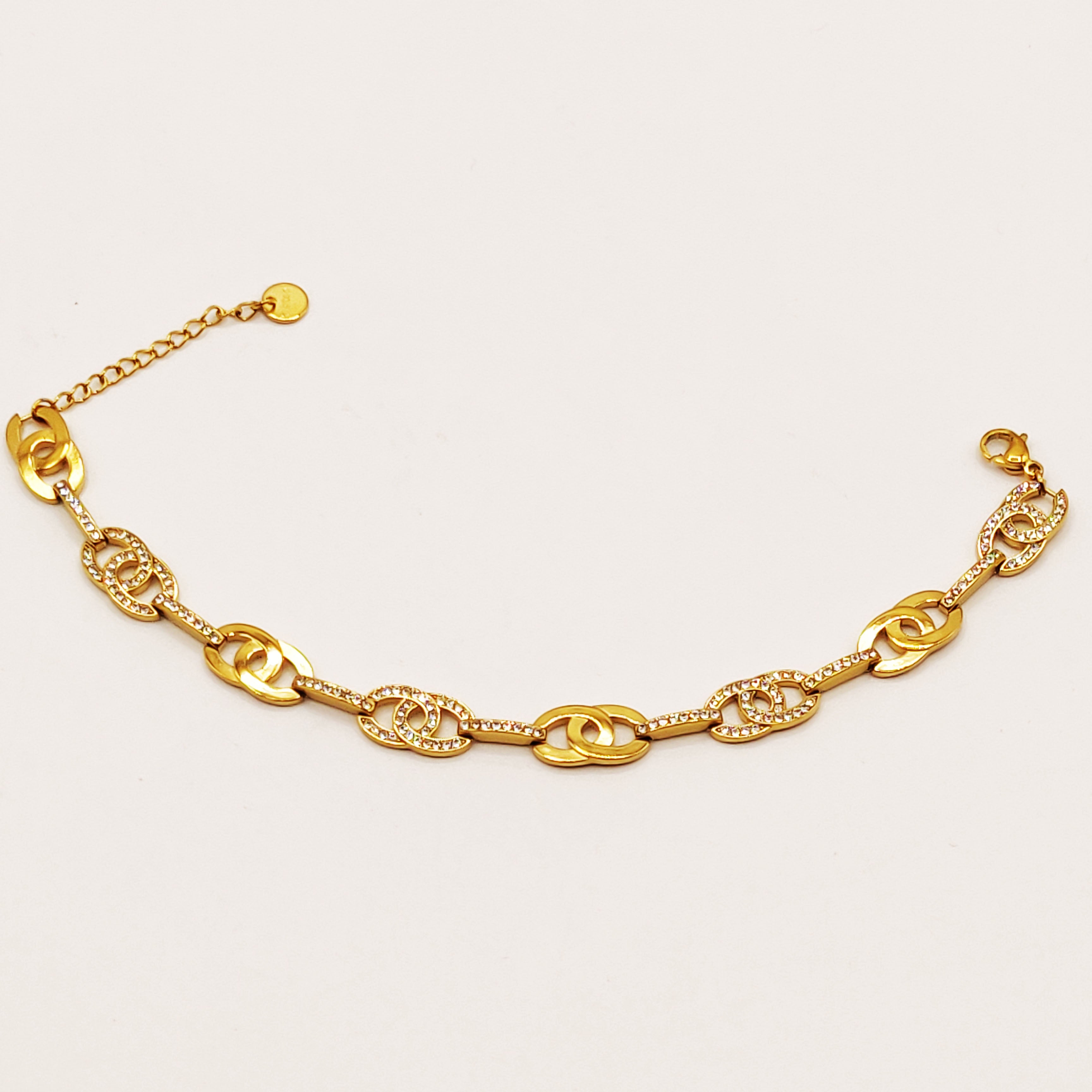 Bracelet Multi Double C Luxe Dorés et Cristaux