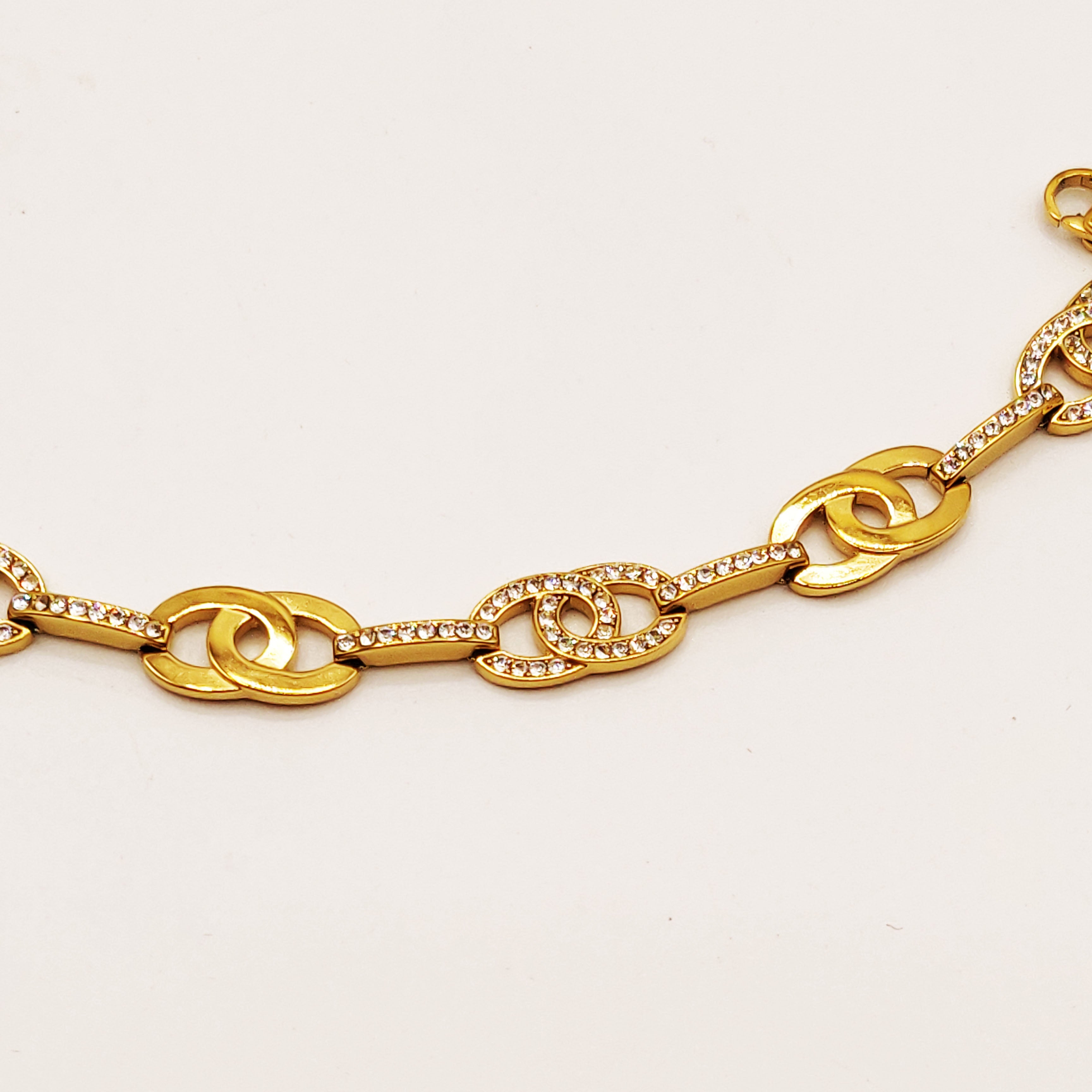 Bracelet Multi Double C Luxe Dorés et Cristaux
