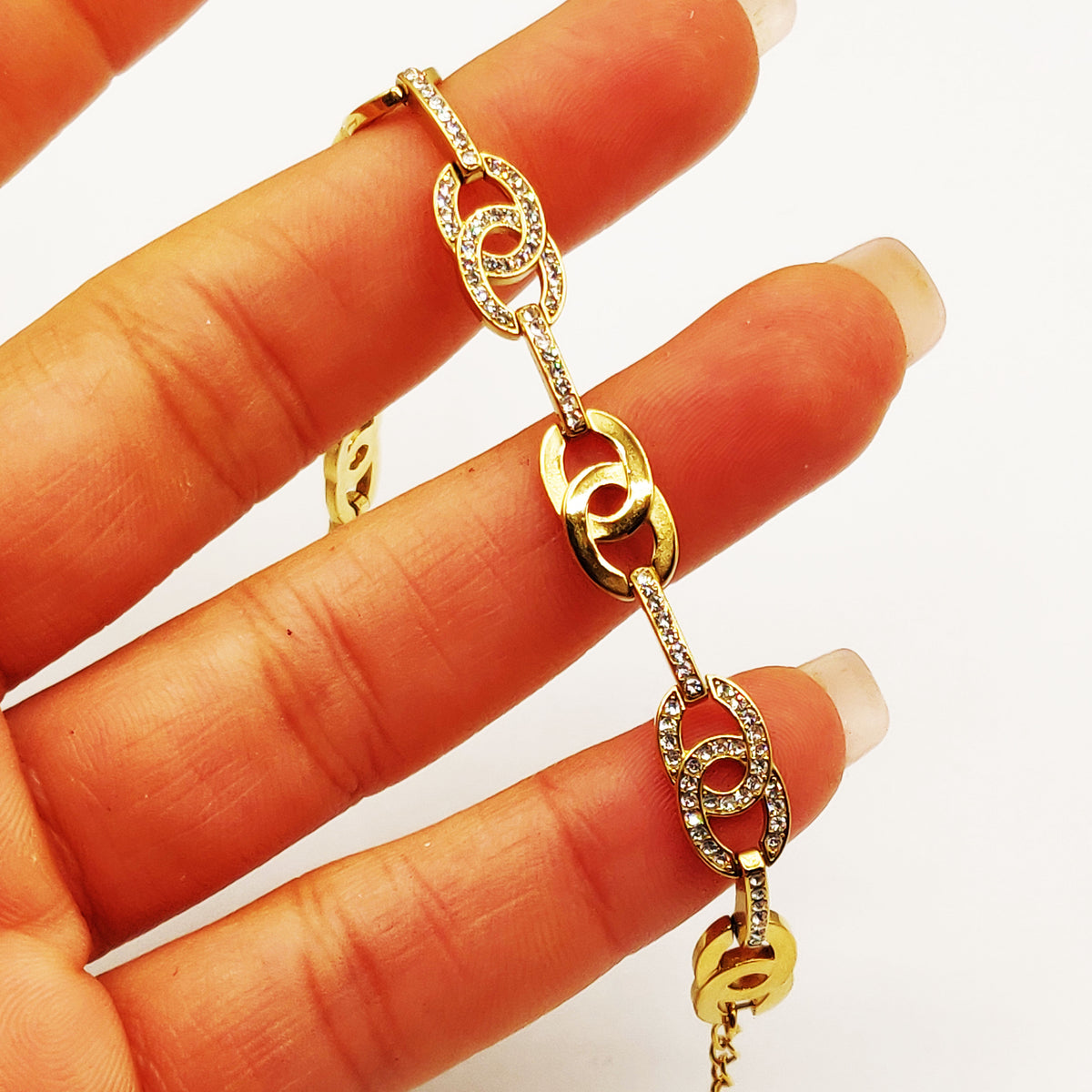 Bracelet Multi Double C Luxe Dorés et Cristaux