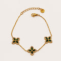 Bracelet Trèfles Verts Pointus Tour Cristaux Luxe