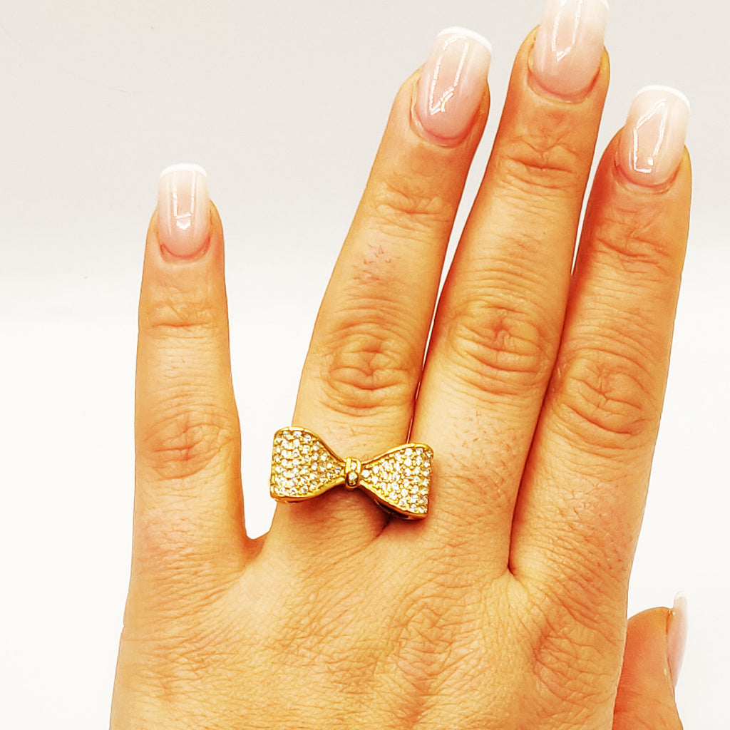 Bague Noeud Papillon Cristaux Luxe