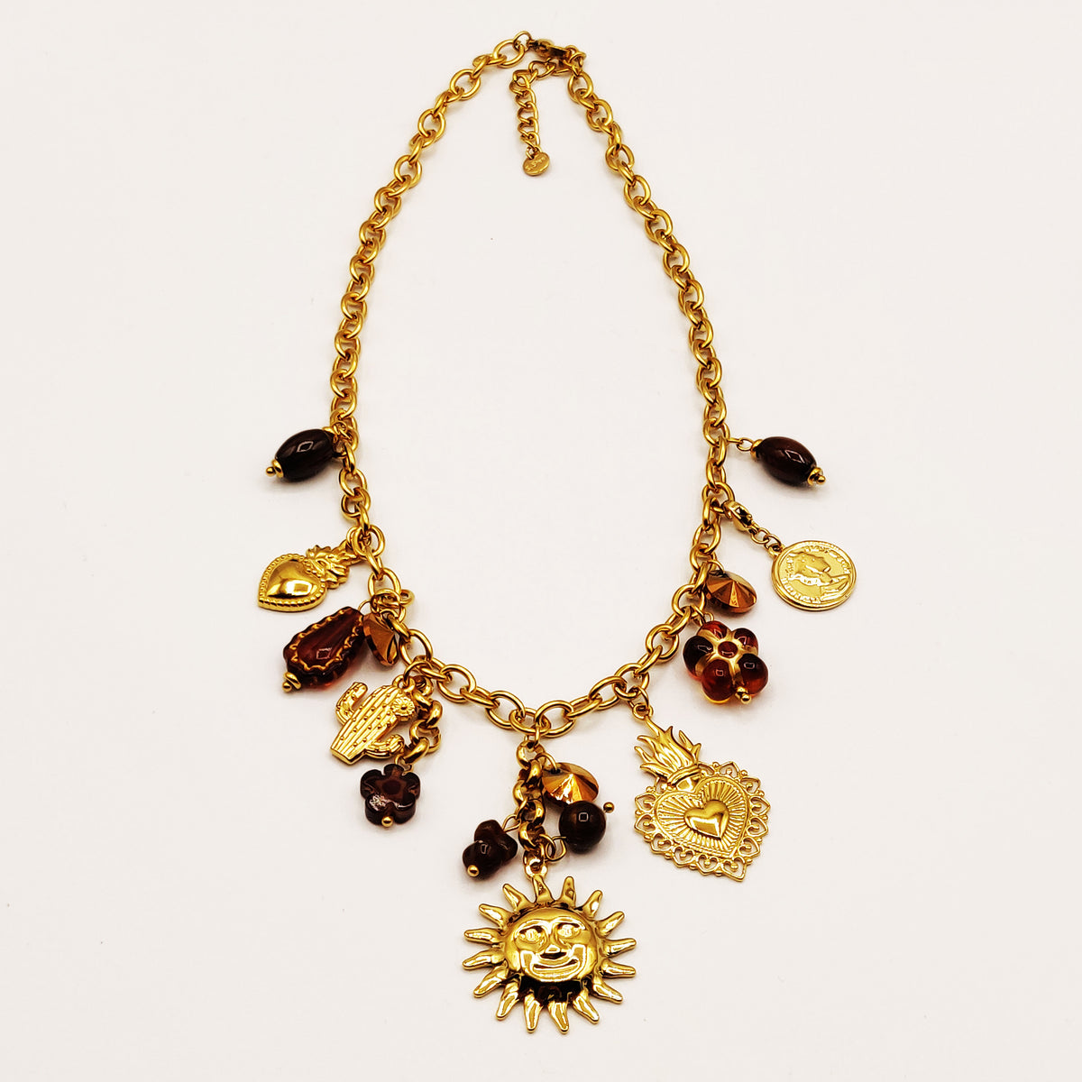 Collier Chaîne Bibelots Marrons et Dorés Luxe