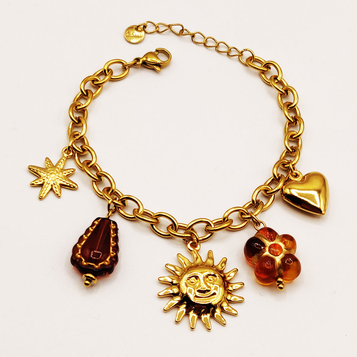 Bracelet Chaîne Bibelots Marrons et Dorés Luxe