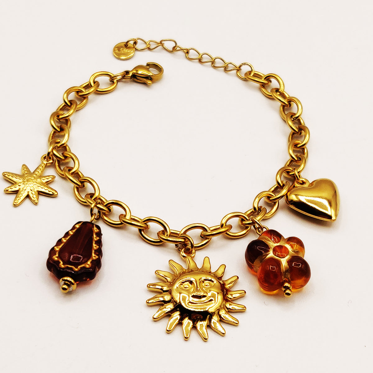 Bracelet Chaîne Bibelots Marrons et Dorés Luxe
