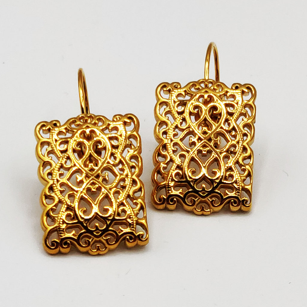 Boucles d'oreilles Rectangle Motifs Orientaux Luxe