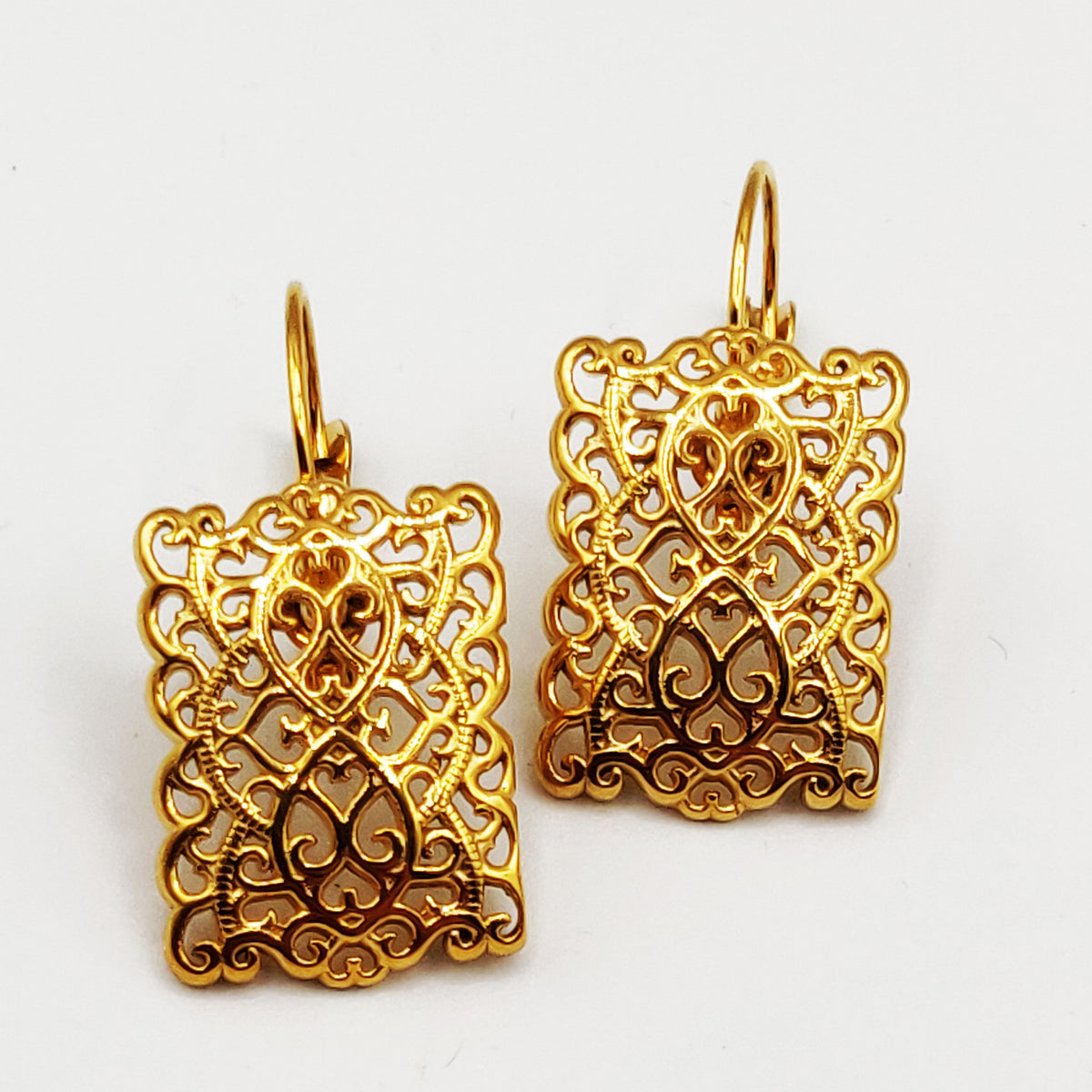 Boucles d'oreilles Rectangle Motifs Orientaux Luxe