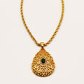 Collier Torsade Grande Goutte Motifs Orientaux Pierre Verte Luxe