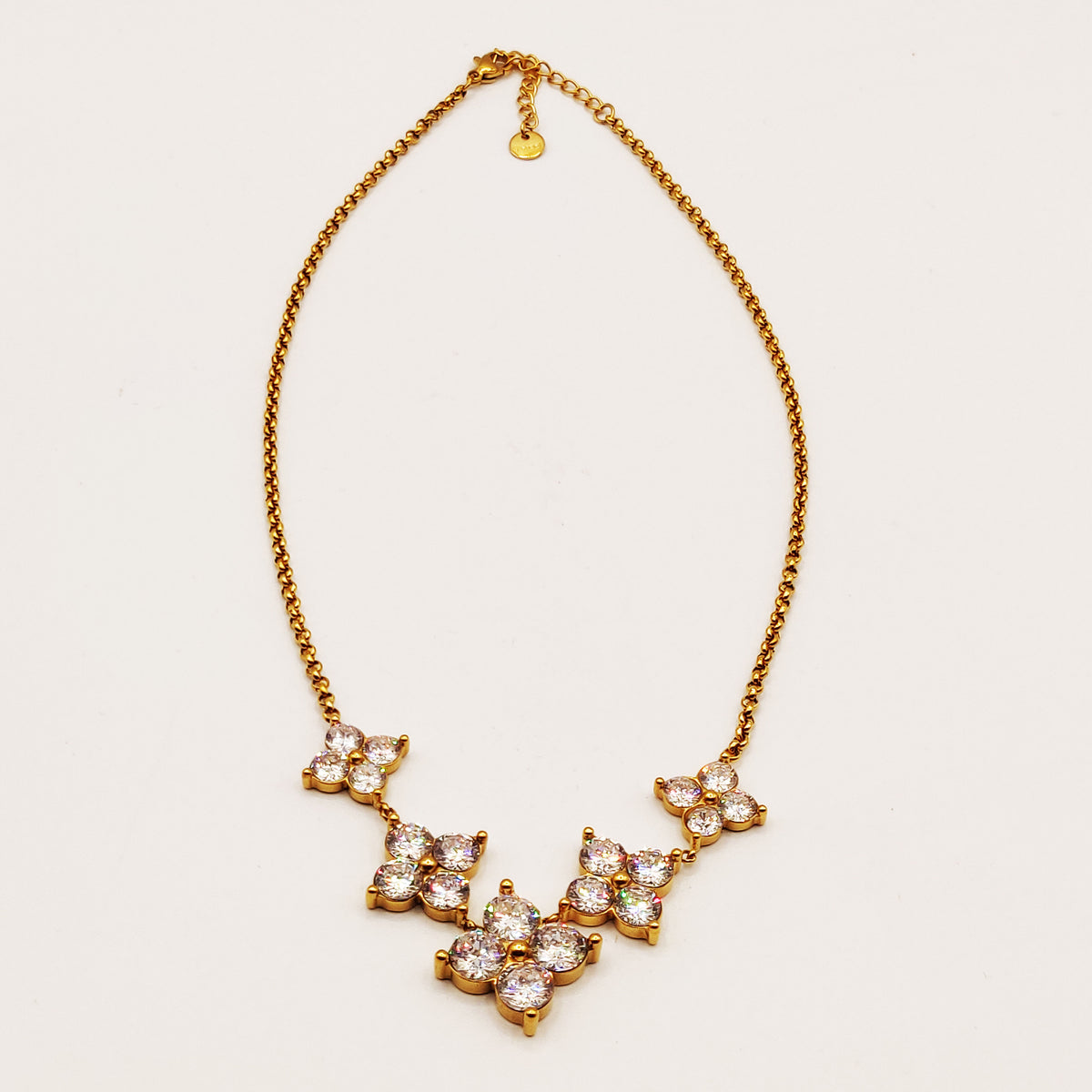 Collier Mailles Multi Grands Trèfles 4 Cristaux Luxe