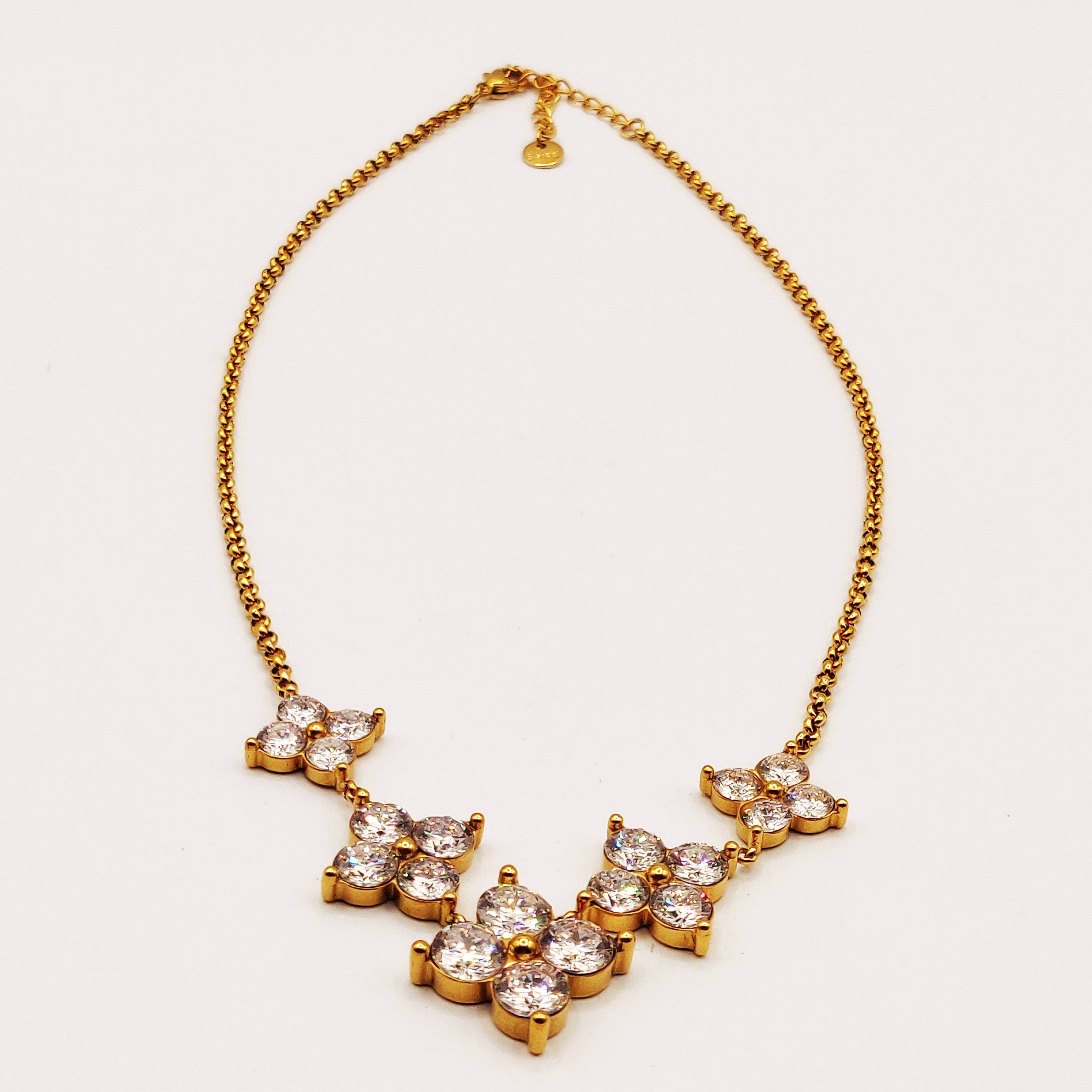 Collier Mailles Multi Grands Trèfles 4 Cristaux Luxe