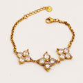 Bracelet Mailles Multi Grands Trèfles 4 Cristaux Luxe