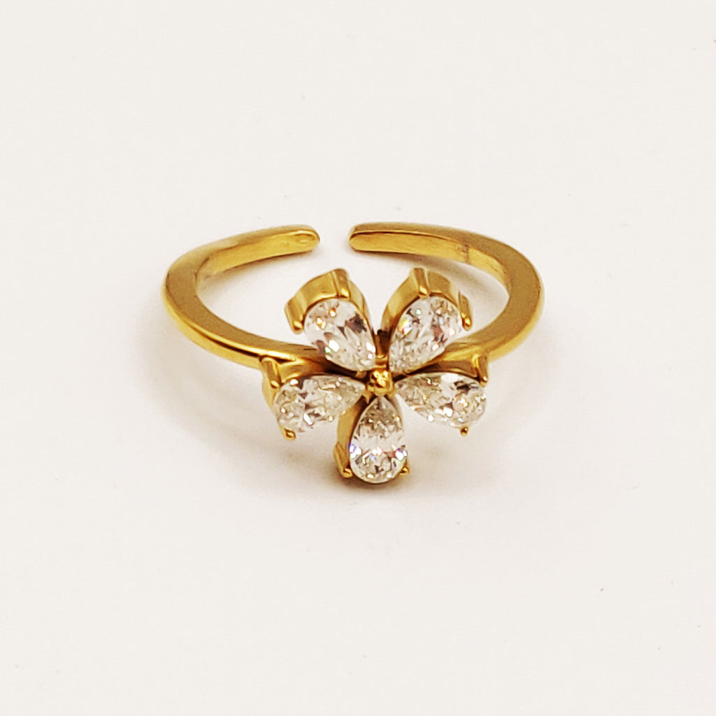 Bague Grande Marguerite 5 Cristaux Luxe