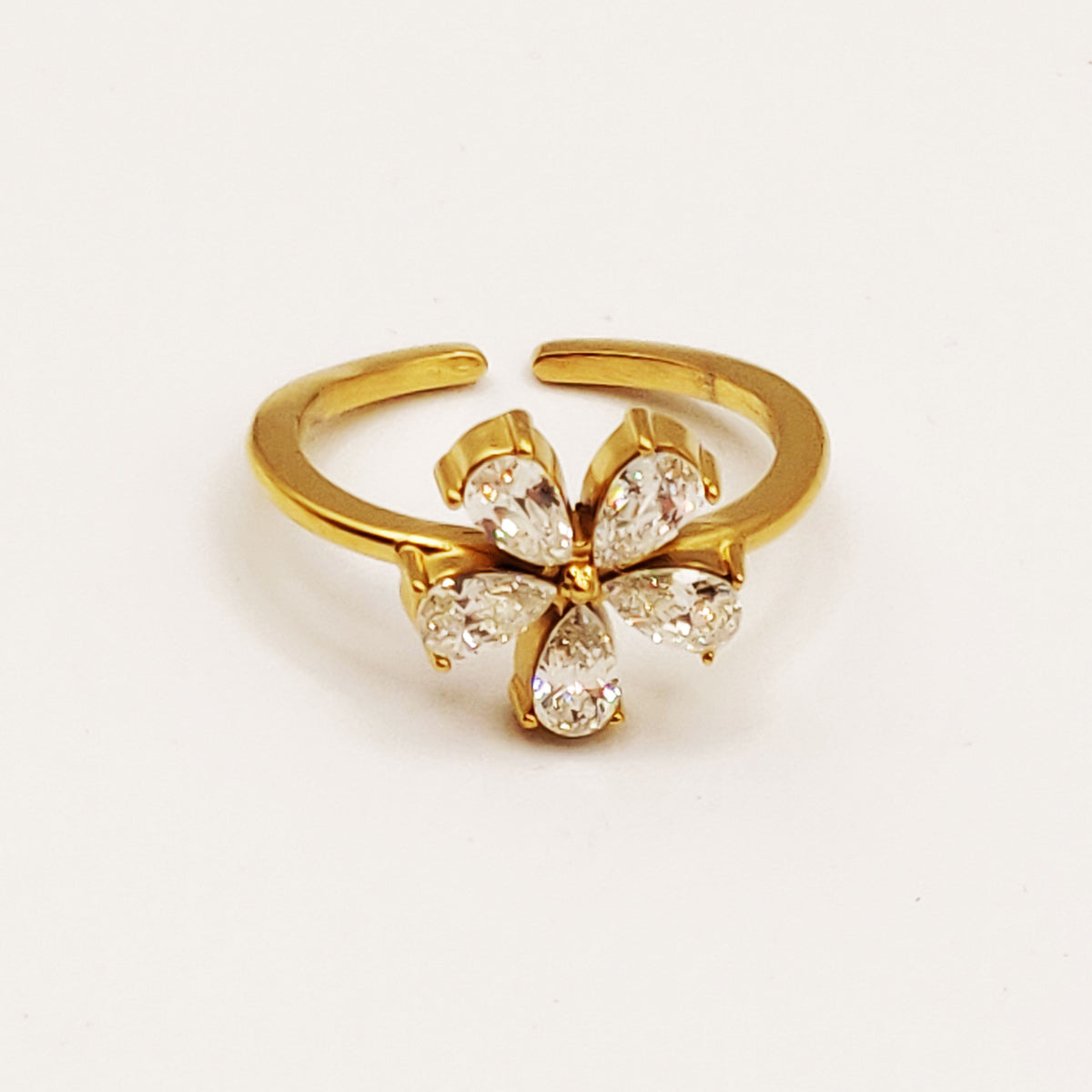 Bague Grande Marguerite 5 Cristaux Luxe