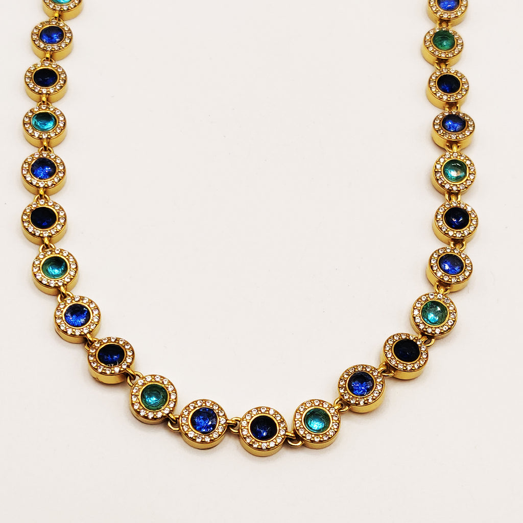 Collier Multi Cercles Nuances de Bleus Luxe