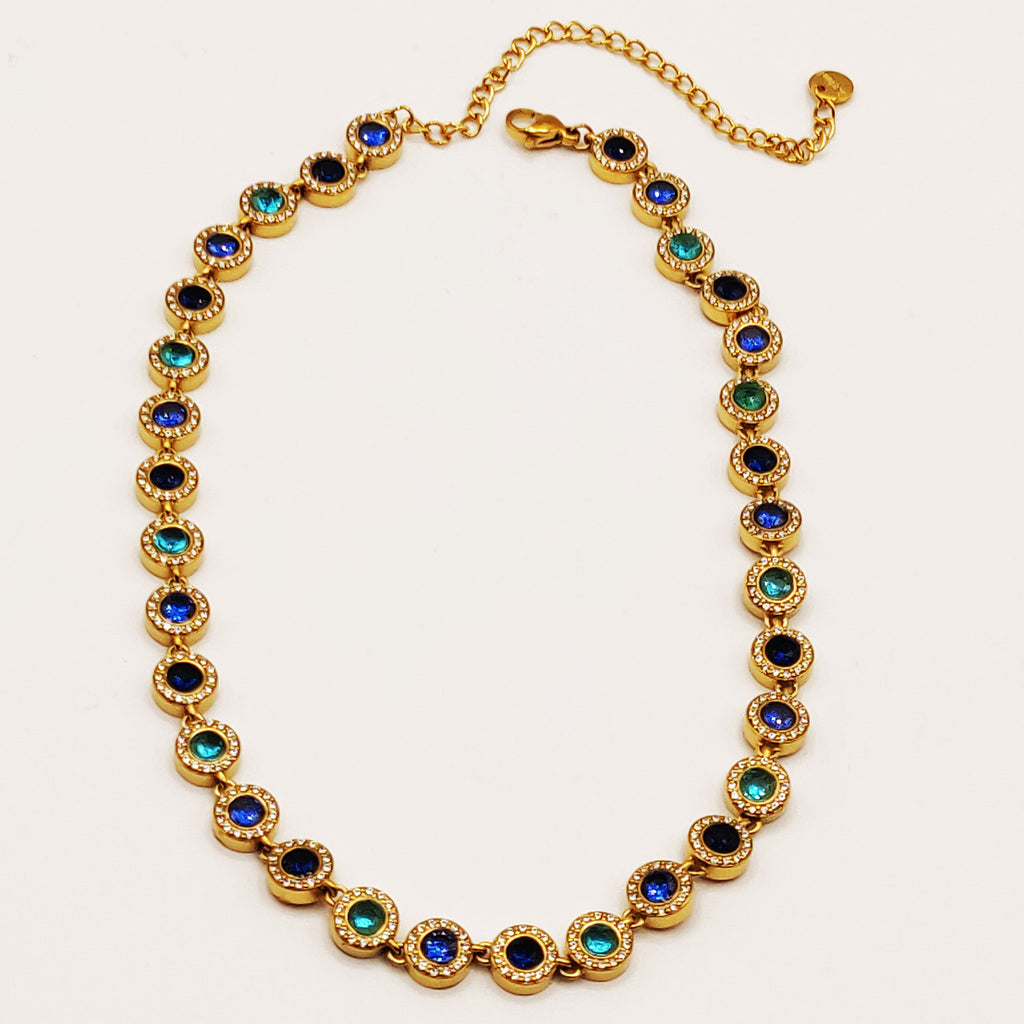 Collier Multi Cercles Nuances de Bleus Luxe