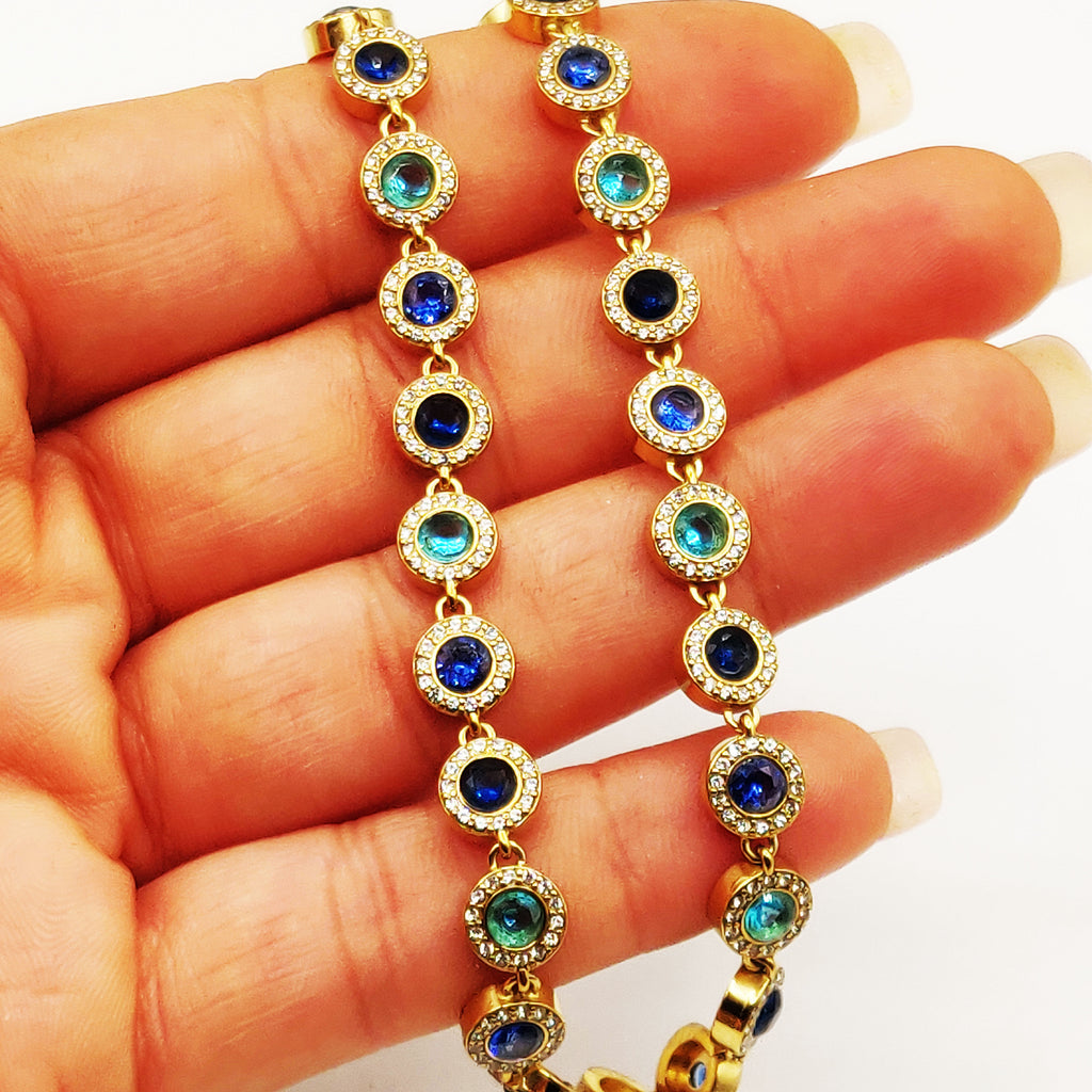 Collier Multi Cercles Nuances de Bleus Luxe