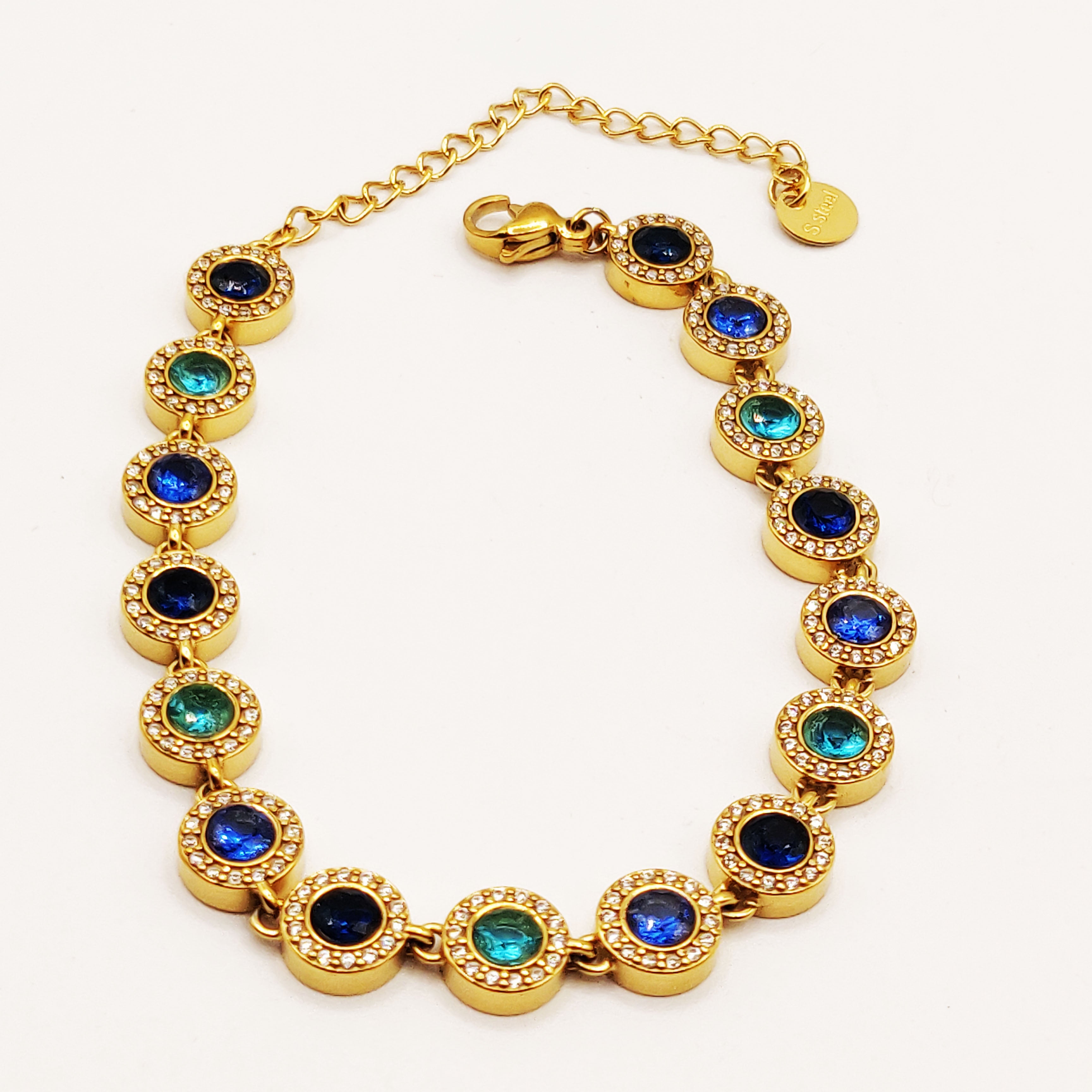 Bracelet Multi Cercles Nuances de Bleus Luxe