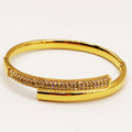 Bracelet Rigide Double Lignes Cristaux et Dorée Luxe