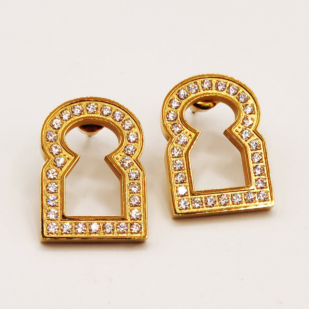 Boucles d'oreilles Grand Bab El mansour Creux Cristaux Luxe