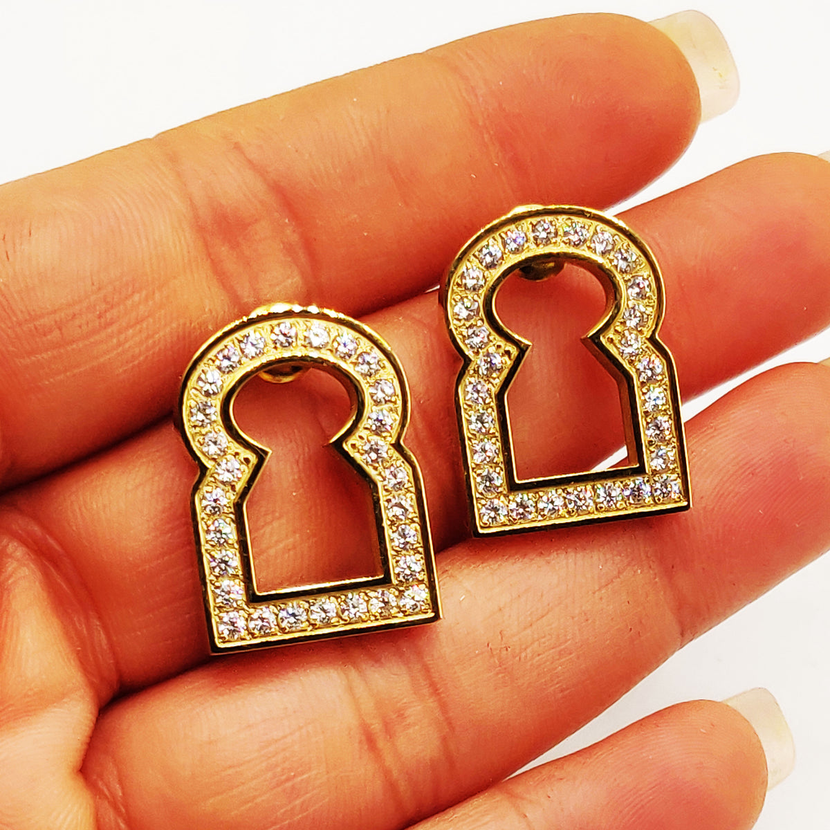 Boucles d'oreilles Grand Bab El mansour Creux Cristaux Luxe