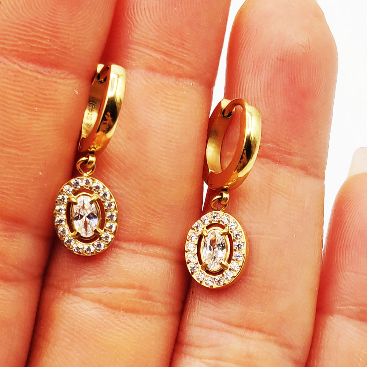 Boucles d'oreilles Multi Cristaux Ovales Tour Cristaux