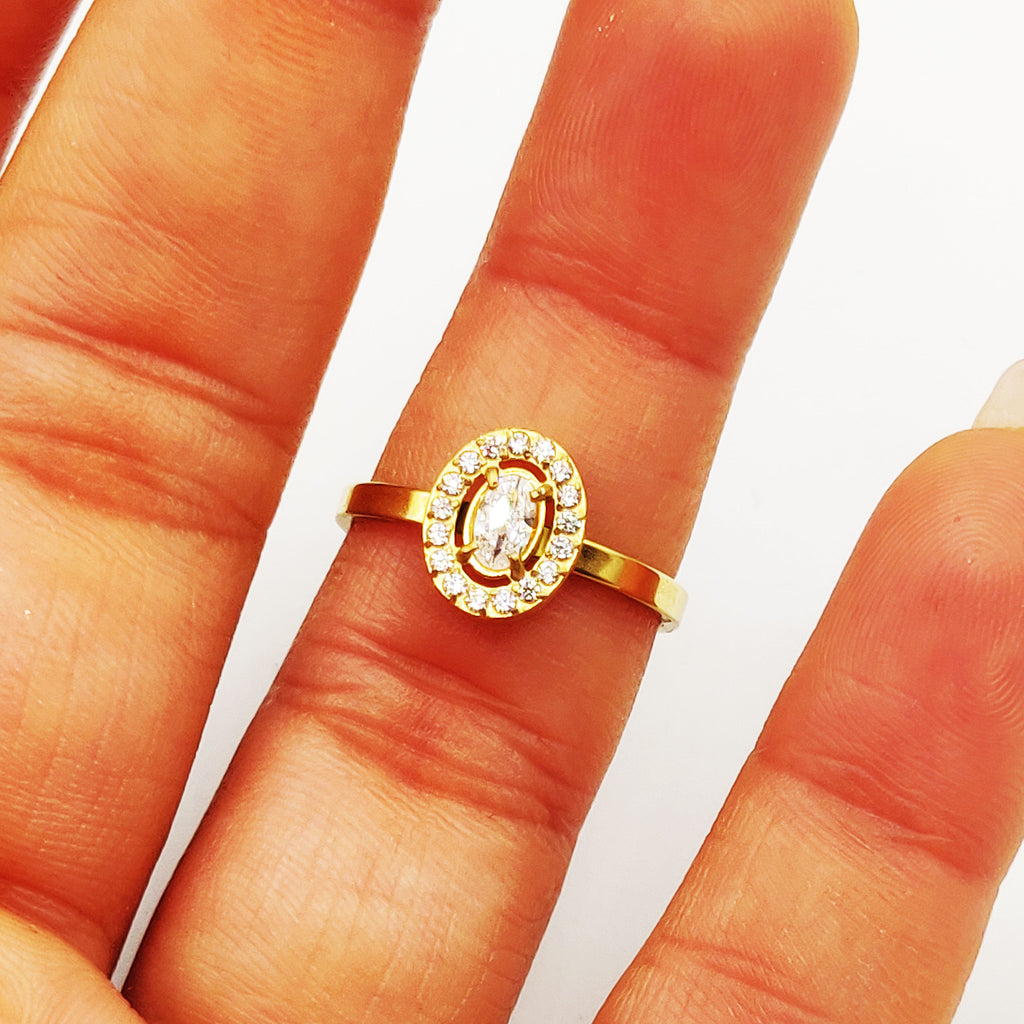 Bague Multi Cristaux Ovales Tour Cristaux